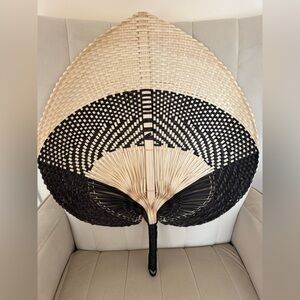Handwoven Decorative Fan in Natural and Black
